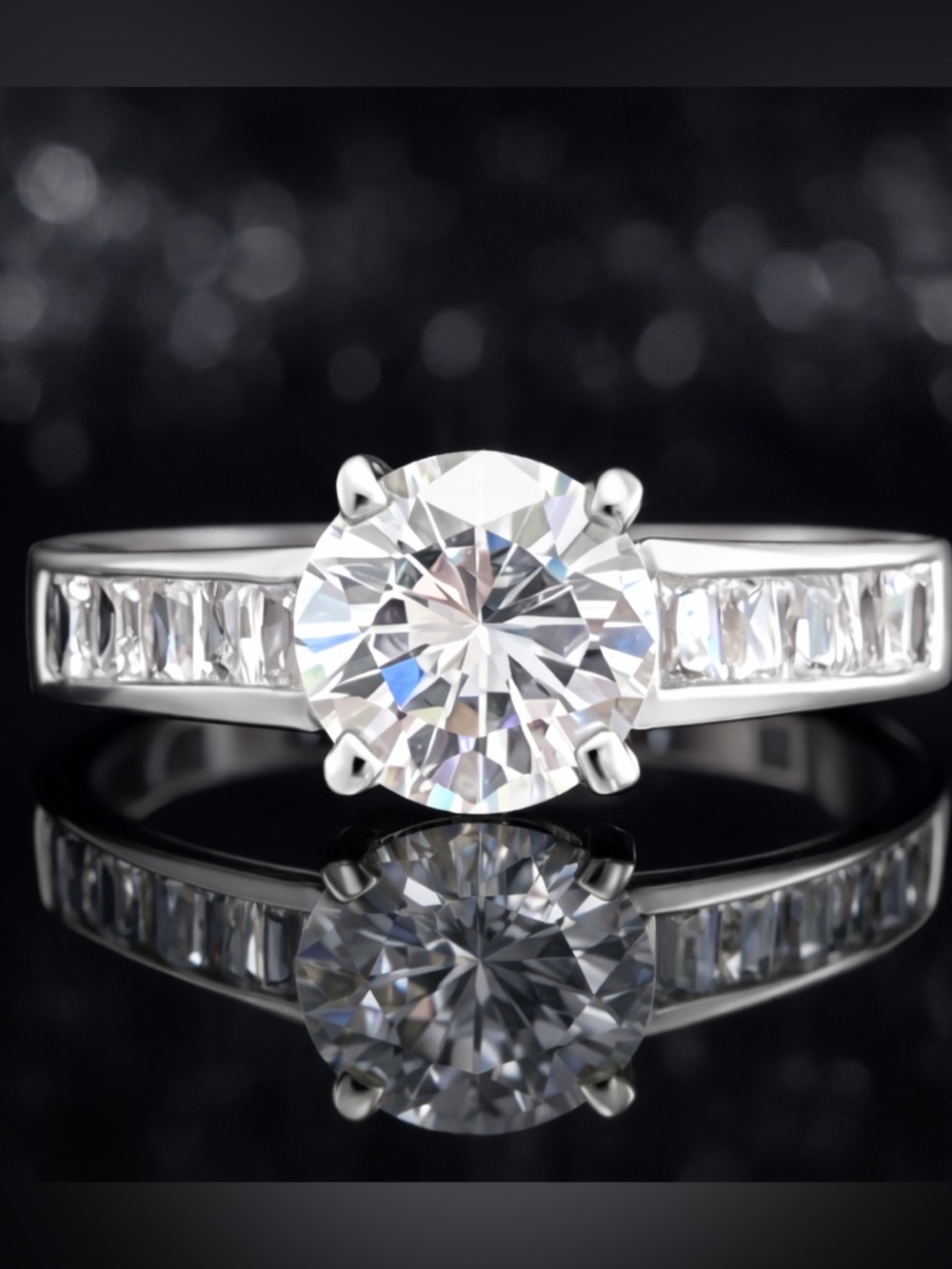 3c Round brilliant Solitaire Channel Set Princess cut Cz wedding Engagement Ring